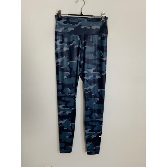 Nike One Blue Camo Leggings Mid-Rise Lightweight Full‎ Length NWOT Size small - Picture 2 of 5